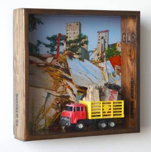 Truckfull (from the TOYOLOGY series) 14.25''h x 14.25''w x 3.875''d Mixed Media Assemblage