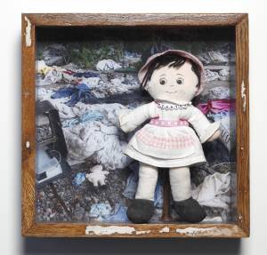 Carter Doll (from the TOYOLOGY series) 12.5''h x 12.625''w x 2.125''d Mixed Media Assemblage